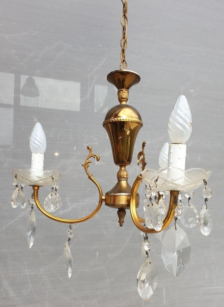 Lustre vintage à pampilles 3 bras de lumière