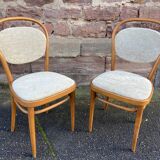 Pair of vintage curved wooden chairs