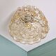 Brass and amber textured glass ceiling light, design by Helena Tynell, Limburg.