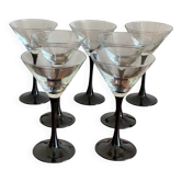7 verres pied fin noir
