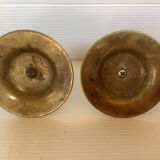 Pair of worked brass candlesticks