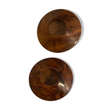 Duo of cedar wood candle holders
