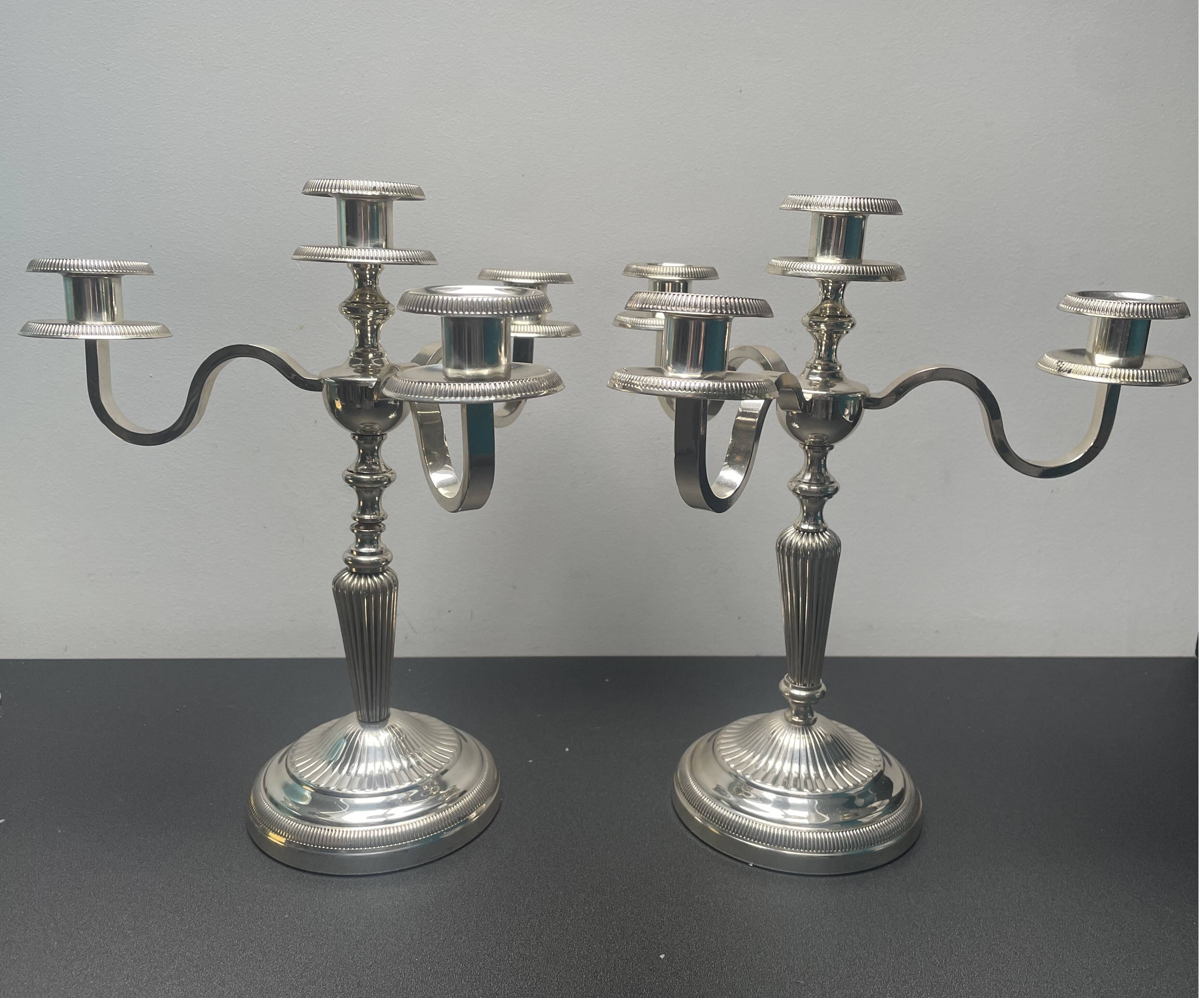 Pair of candlesticks, 12 gram silver plating, Fabiora, Paris, luxury