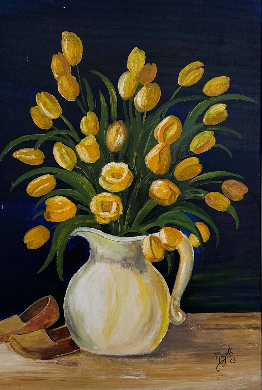 Yellow tulip bouquet painting
