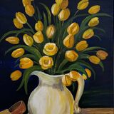 Yellow tulip bouquet painting