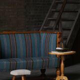 Oak canapé adorned with original upholstery, Nordic classicism, Sweden, 1930s.