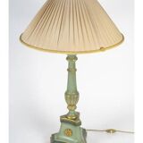 Carved, lacquered and gilded wooden lamp, 1950-1960, Louis XVI style.