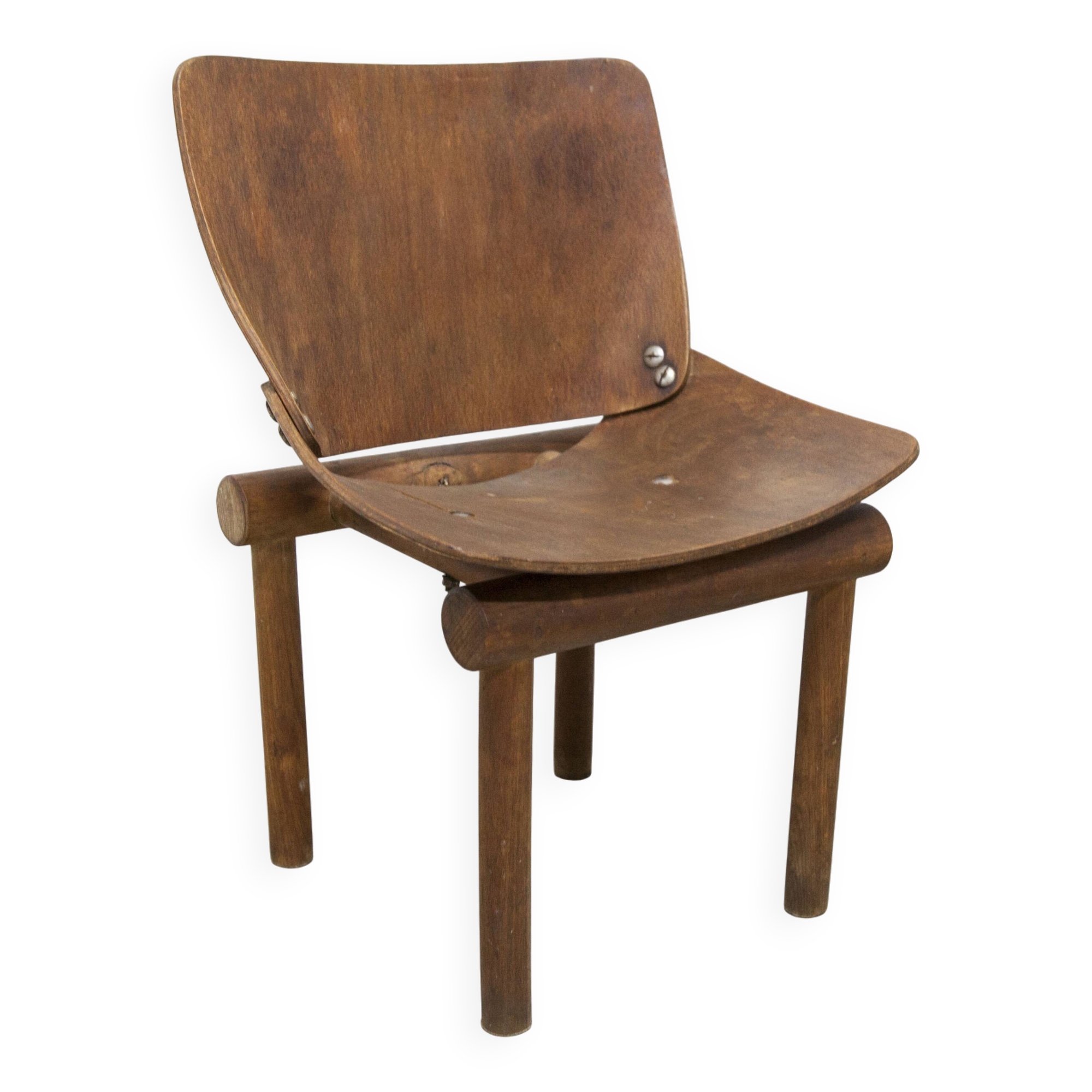 Atypical 1960s curved wood children's chair