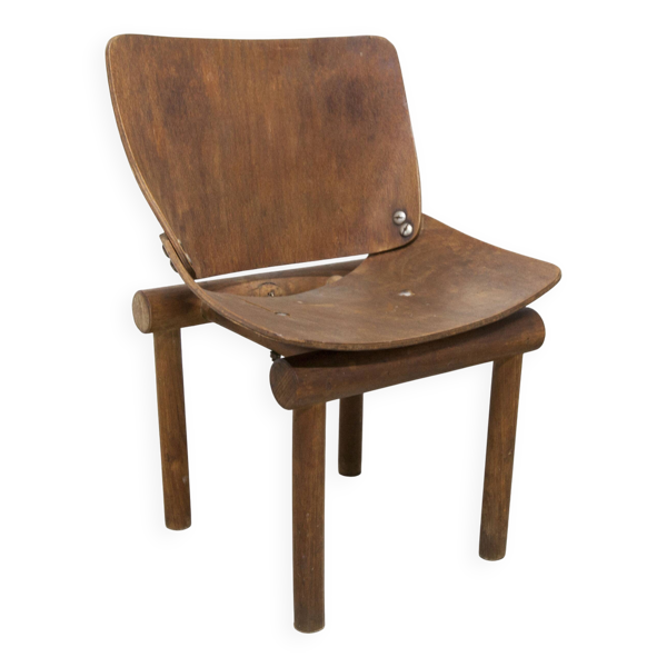 Chaise enfant atypique 1960 bois courbé