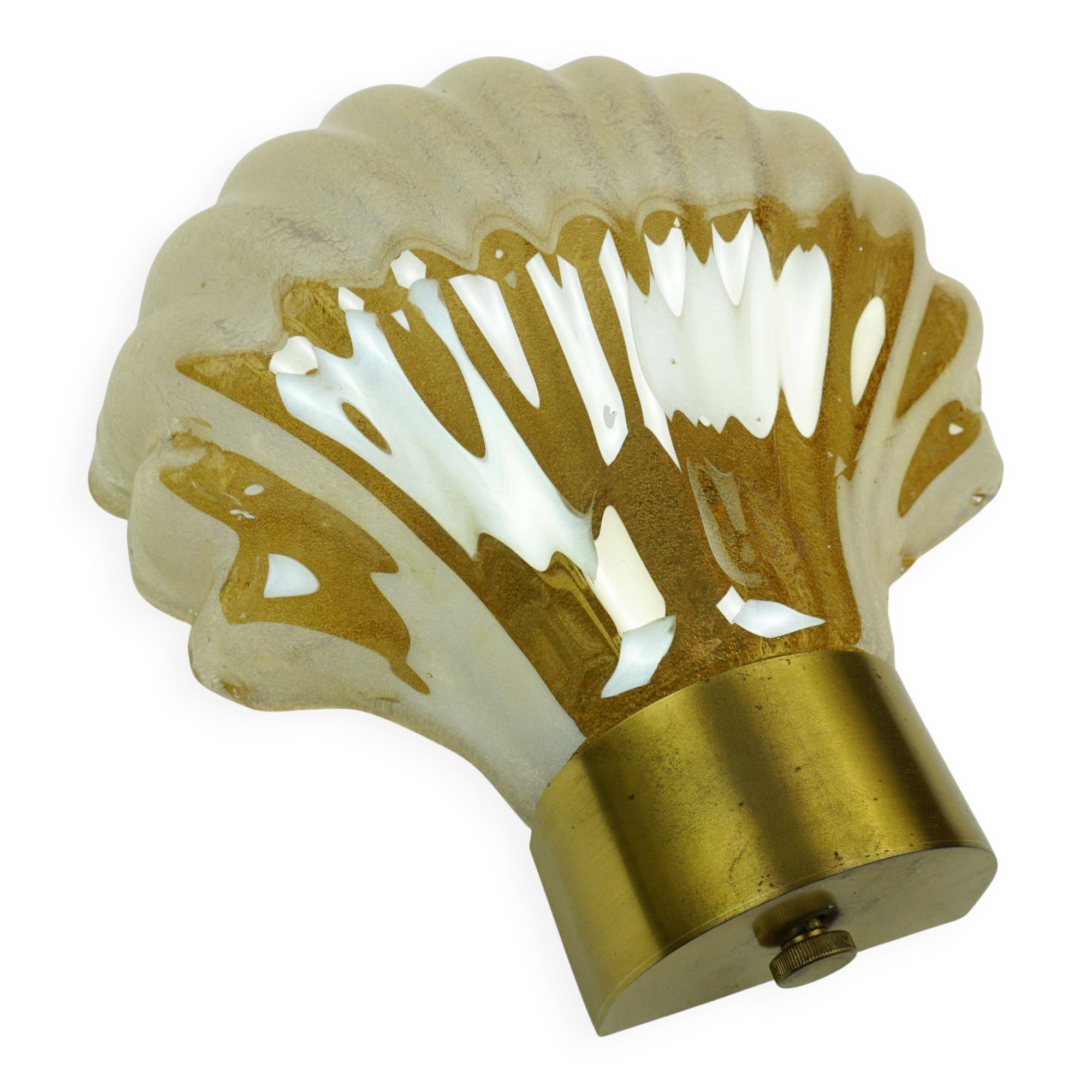 no. 1 of 2  mid century modern SCONCE wall lamp lustrous glass shell brass