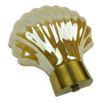 no. 1 of 2  mid century modern SCONCE wall lamp lustrous glass shell brass
