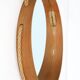 Round mid-century wall mirror / beech / sisal / Danish modern design / 1970s