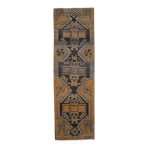 Tapis couloir turc Oushak vintage des années 1970 fait à la main en laine 97x327