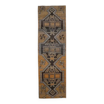 1970s vintage Turkish Oushak handmade wool runner 97x327