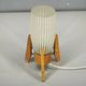 1970s Czech Mid-Century Glass and Wood Tripod Table Lamp by Dřevo Humpolec