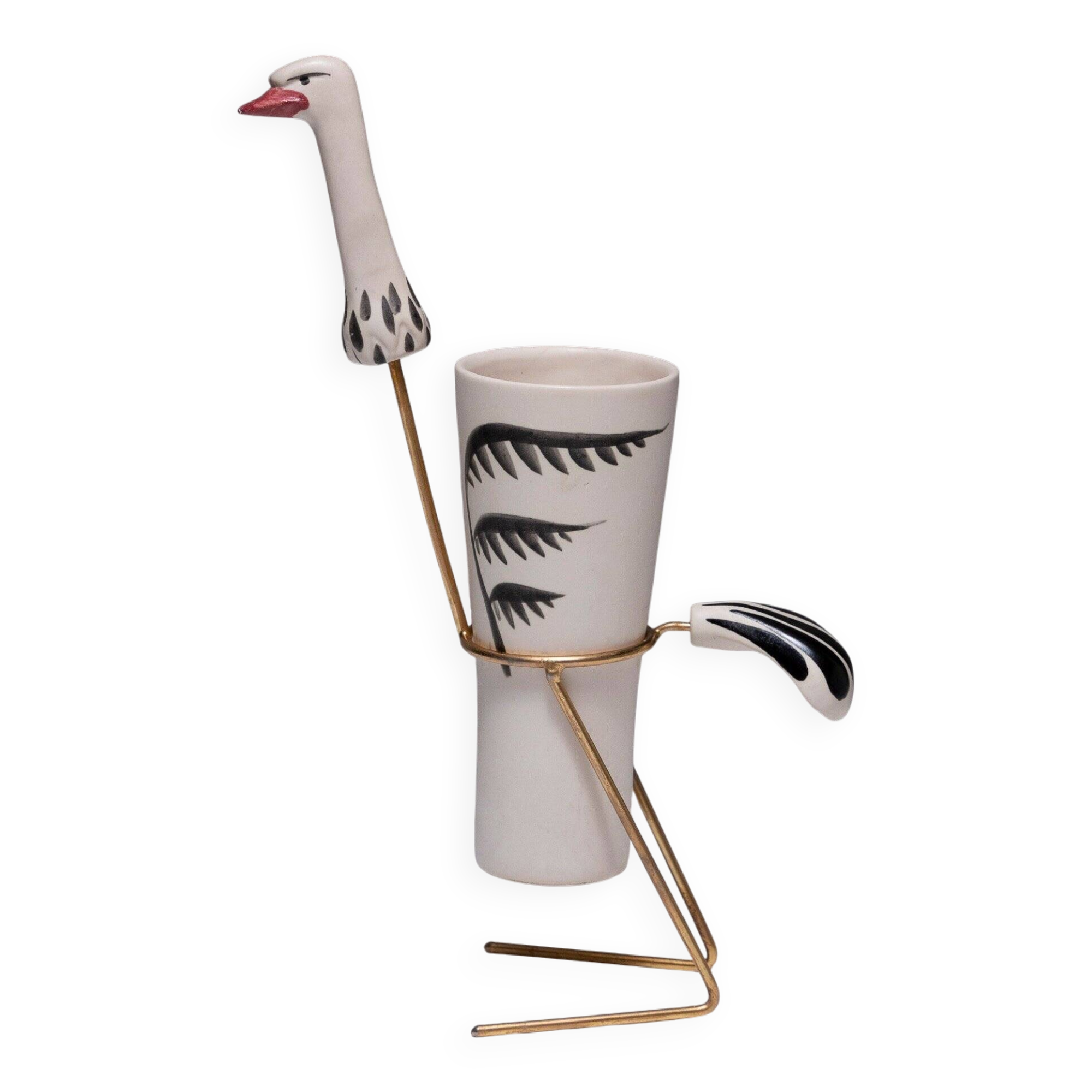 High ostrich earthenware mug, 1960s