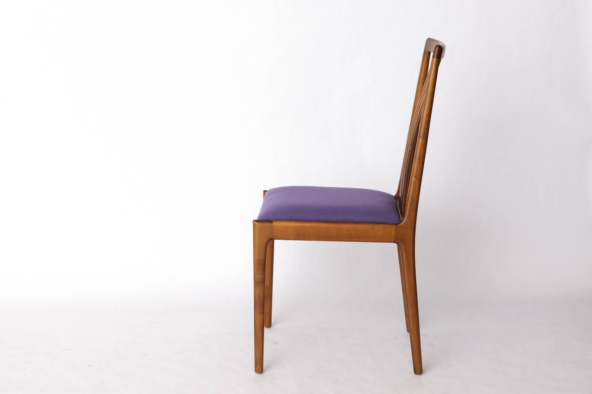 Set of 8 Vintage Chairs by Lübke – 1960s-70s Beech Wood & Violet Textile