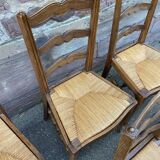 8 vintage rustic mulched chairs