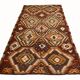 5x9 Dark Red & Cream Turkish Antique Kilim Rug, 150x271Cm