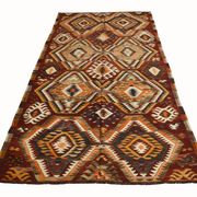 5x9 Dark Red & Cream Turkish Antique Kilim Rug, 150x271Cm