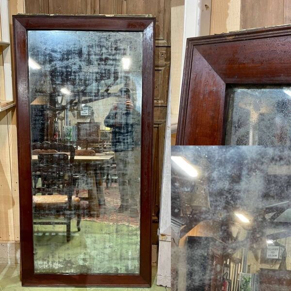 Miroir XIXème encadrement en bois, dans son jus - 1m79x87cm