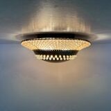 Unique modernist design crystal glass and brass wall light, Austria 1950s