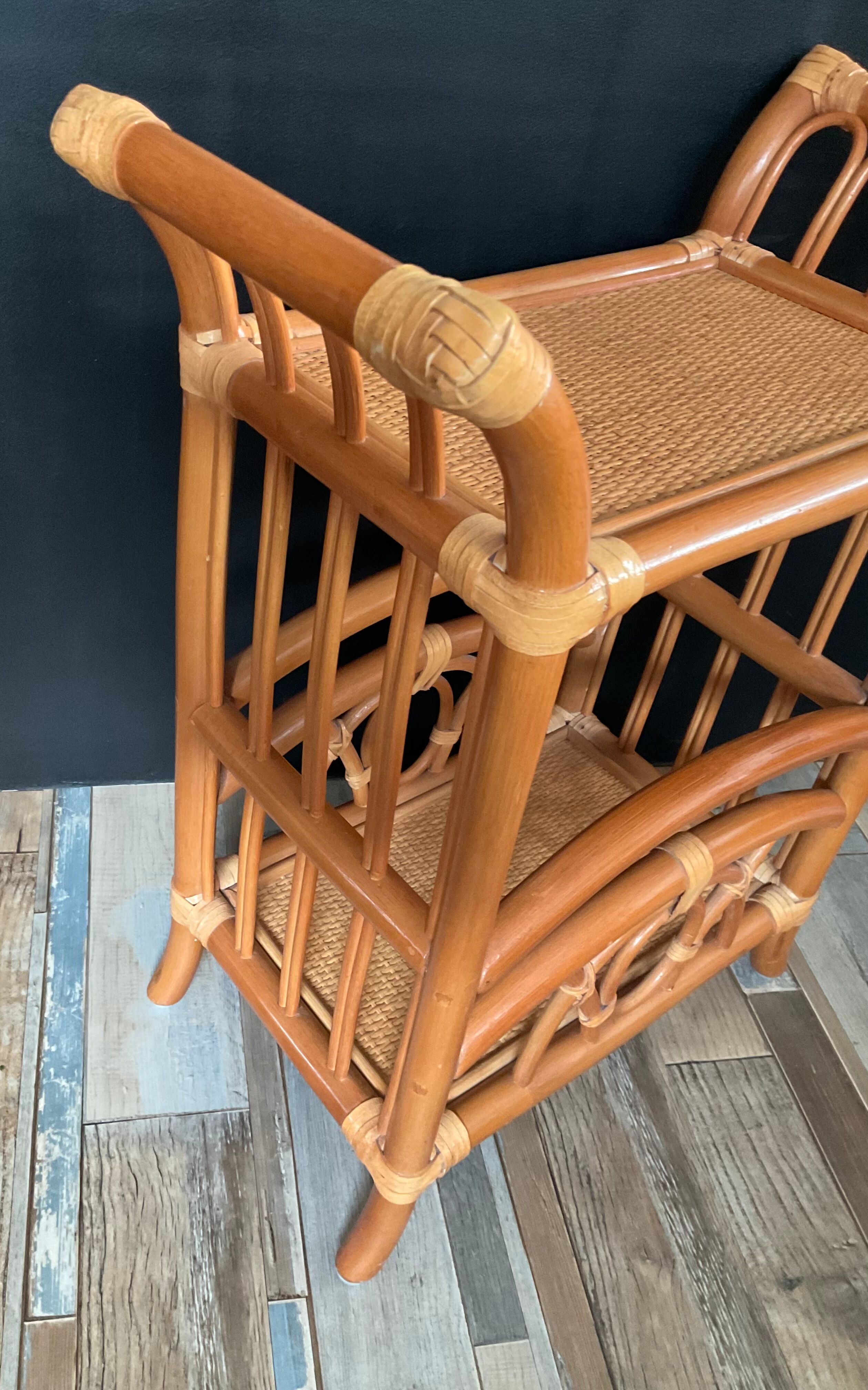 Vintage rattan side table from the 70s