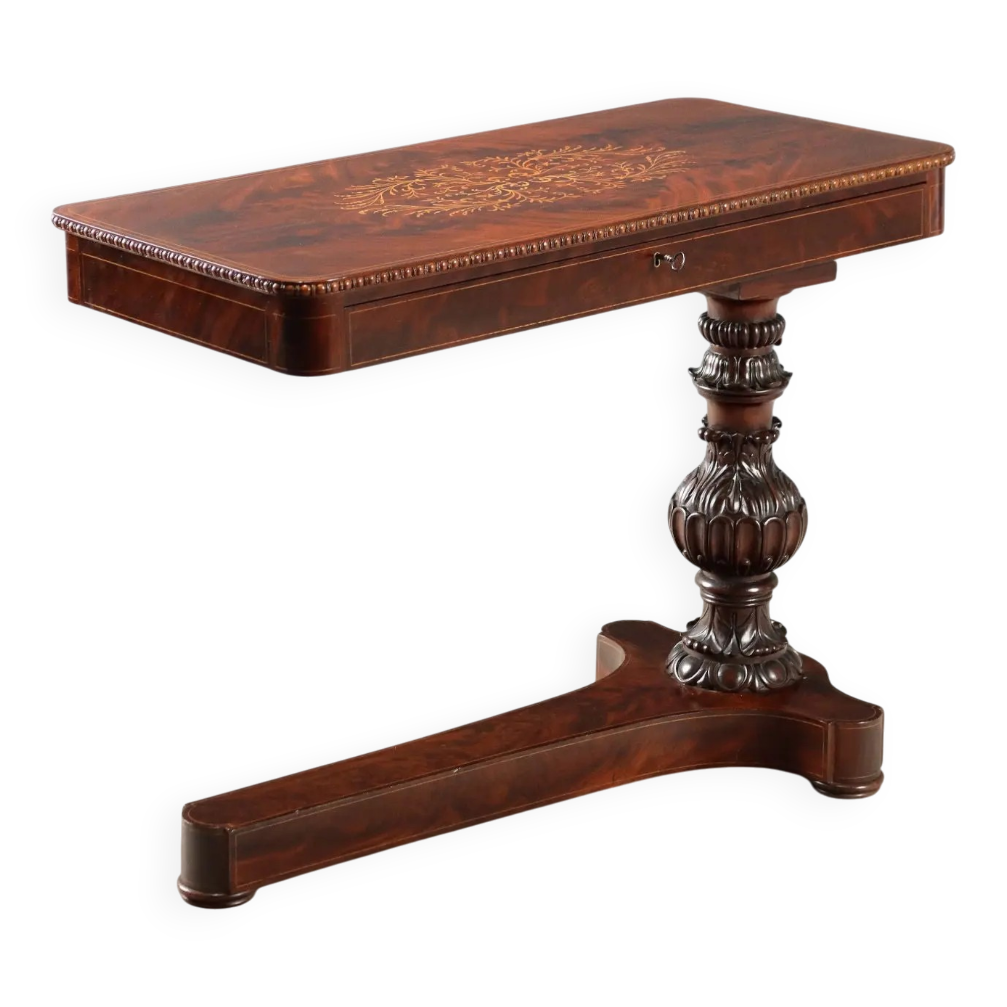Antique Charles X bedside table in maple and mahogany, France, 19th century.