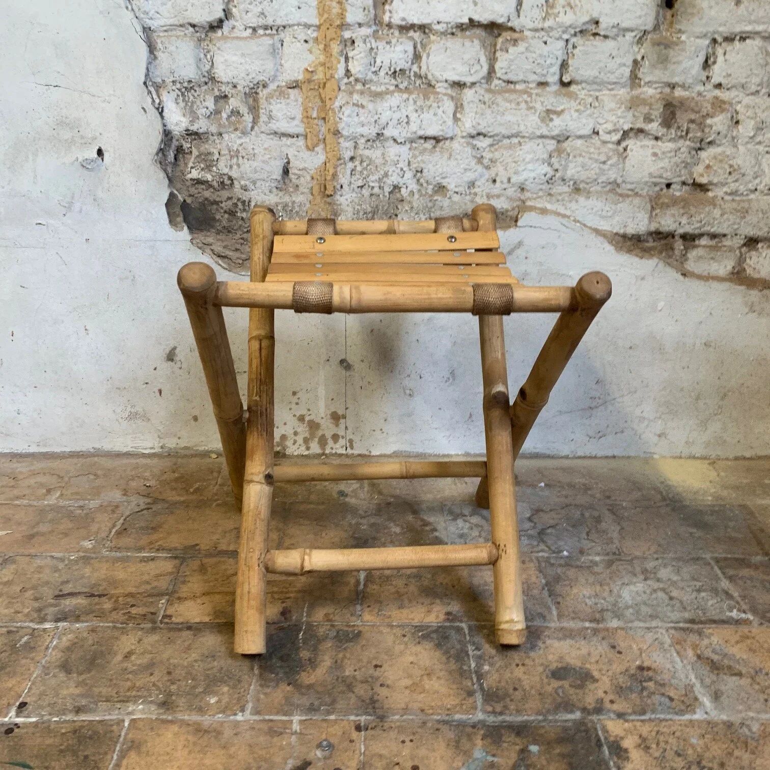 ancienne Paire de tabouret de pêcheur, bambou, XXe