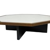 Table basse vintage design octogone années 1970 octogone wengé