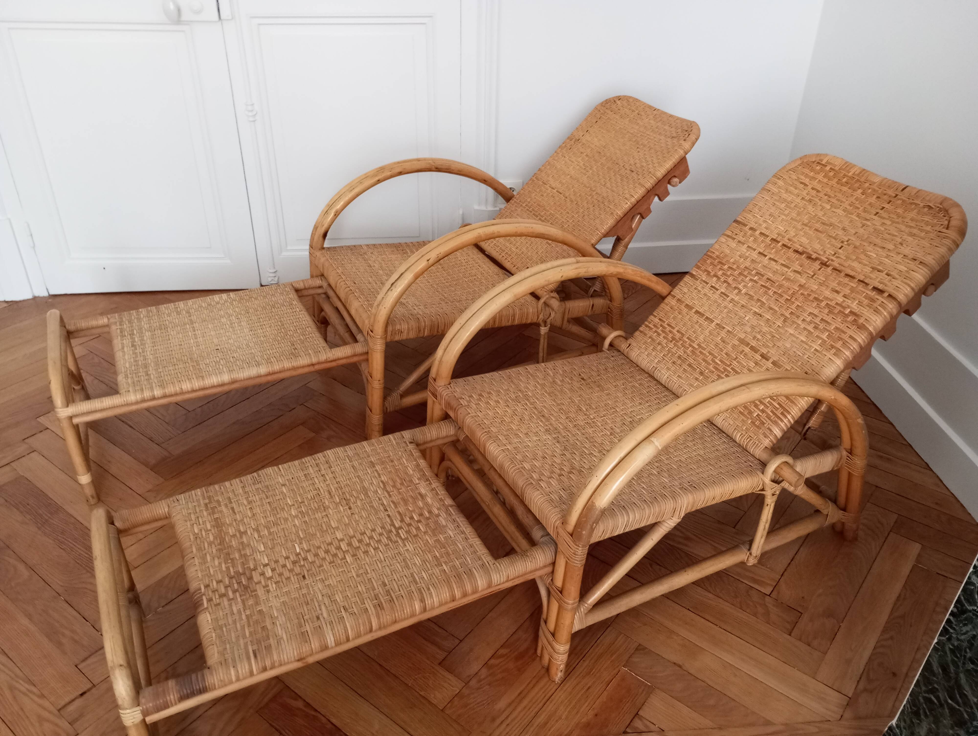 Old pair of deckchairs. 1960.