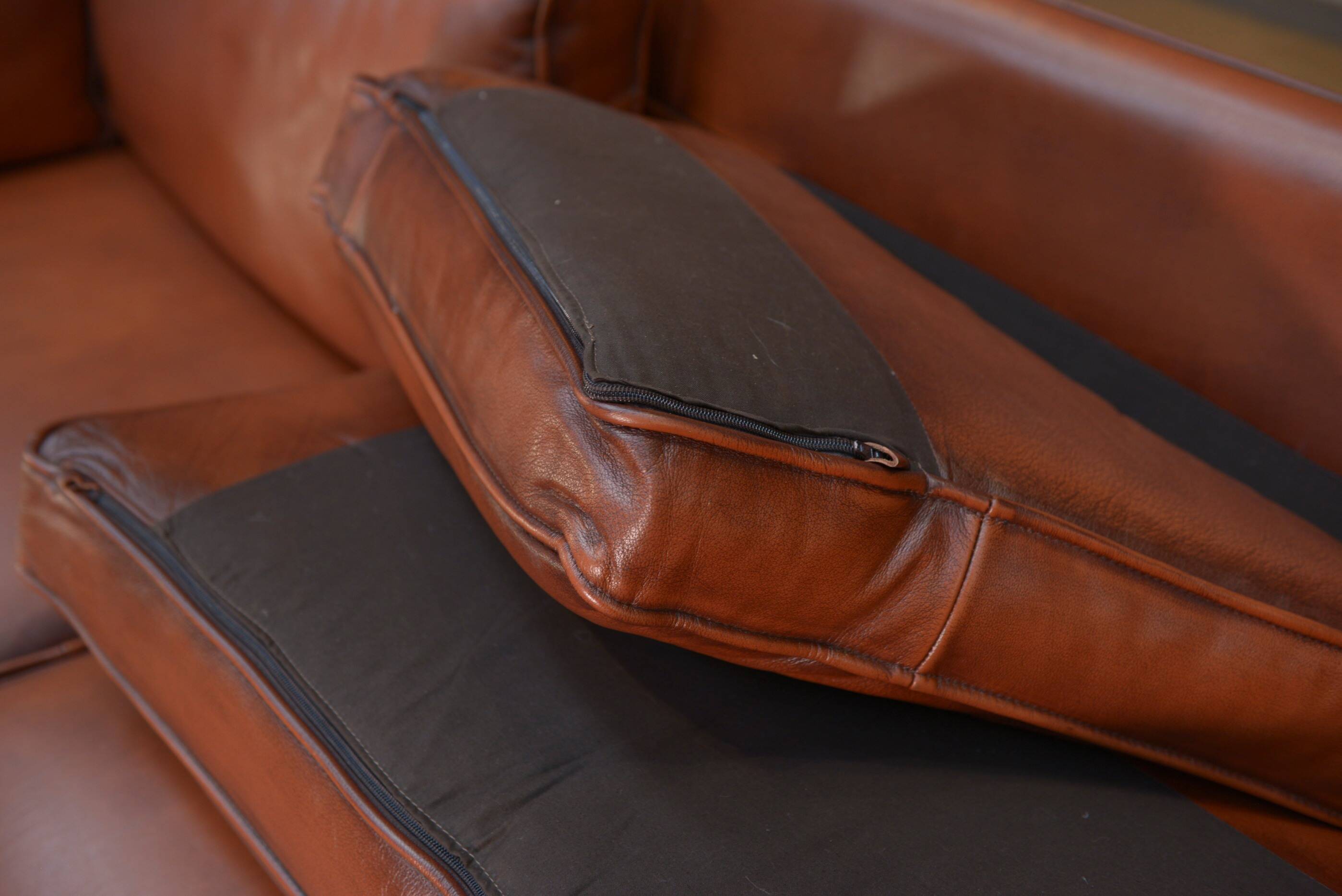 Maison Jansen leather sofa, France, 1970s