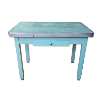 Vintage table of the 50s mado style in formica and wood with drawer and extension cords