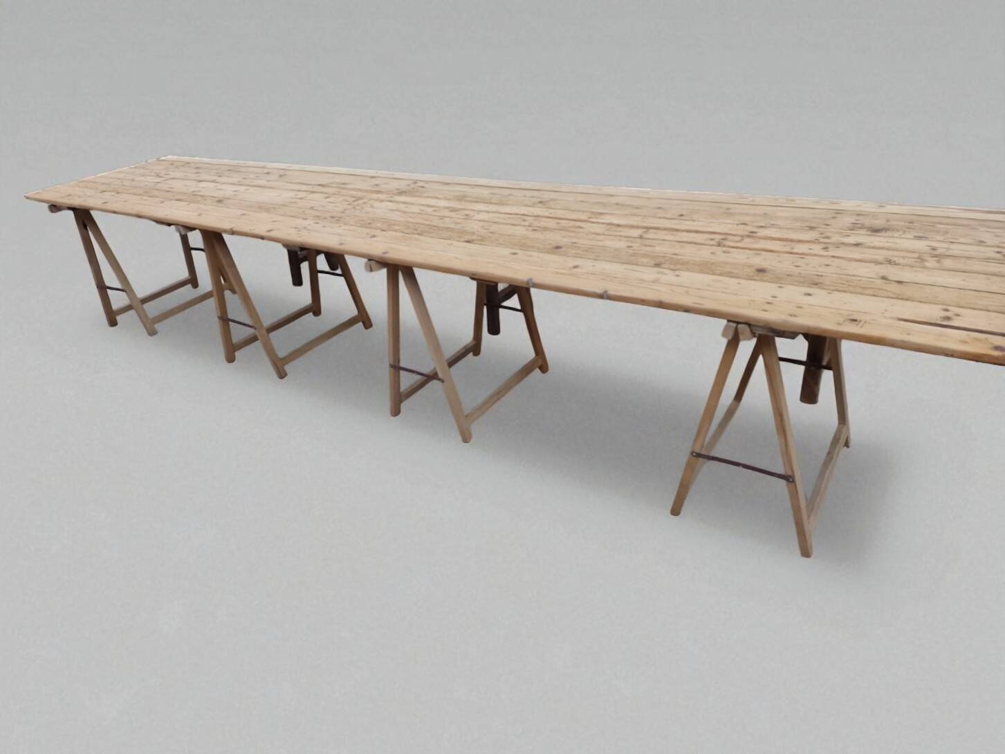 Harvest table and 2 benches, 1960