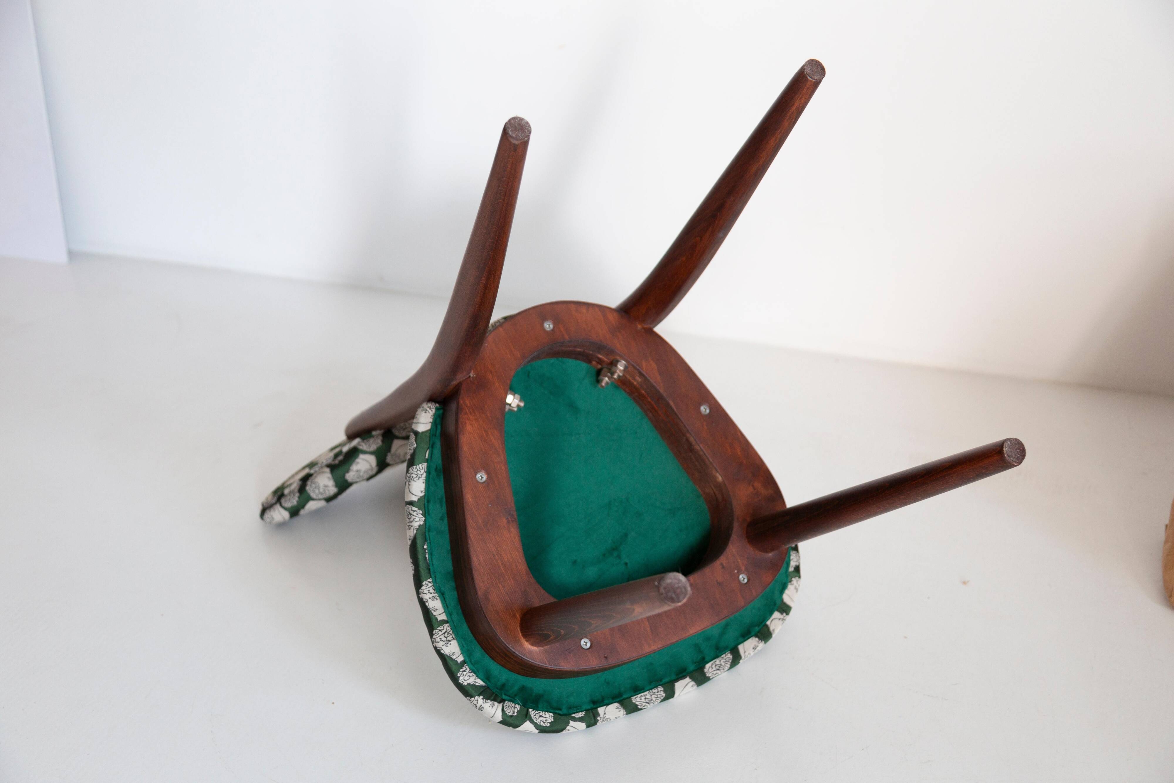 Emerald satin heart chair by David Print, walnut beech wood, Europe, 1960s.