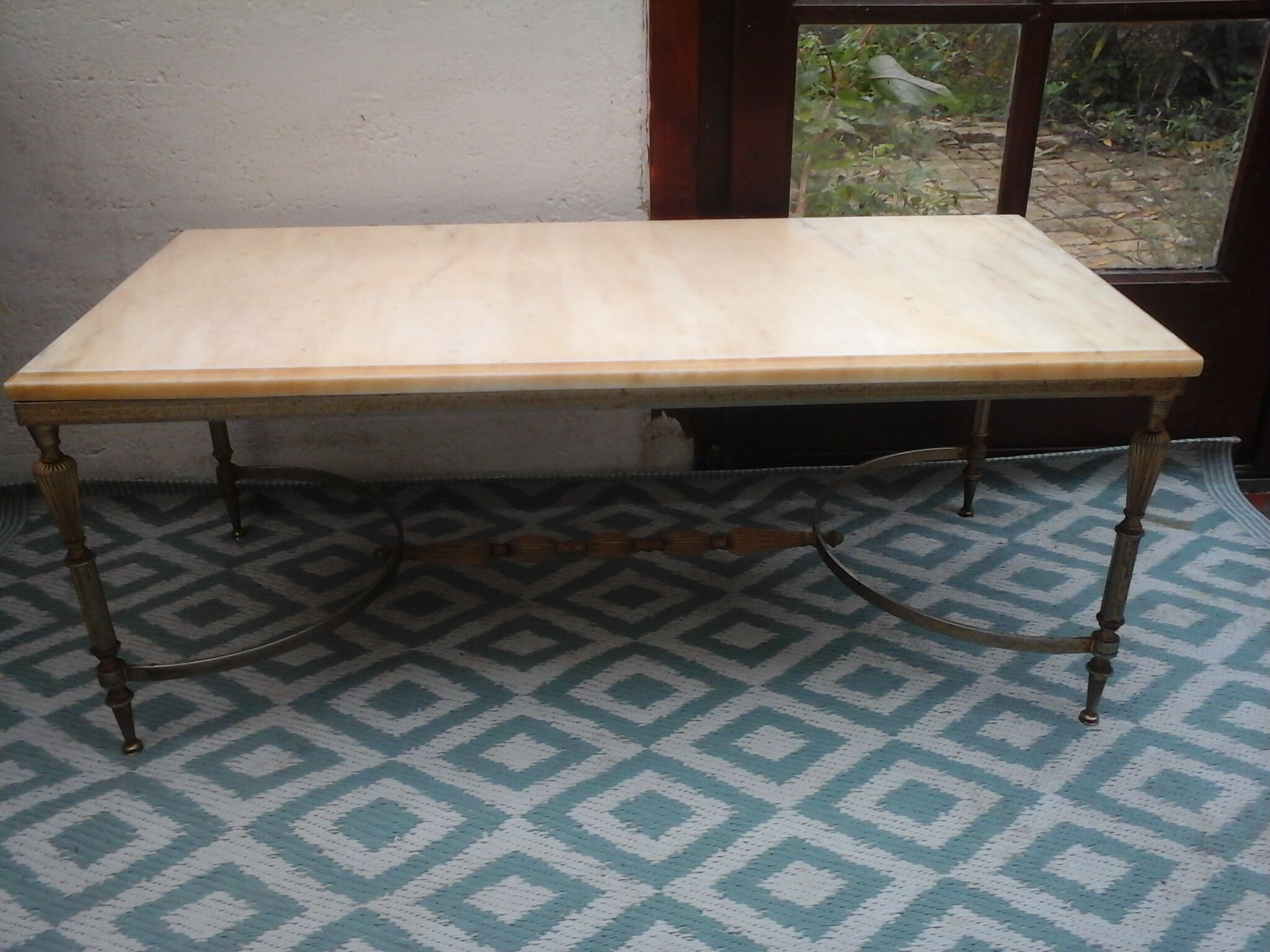 Marble and brass coffee table