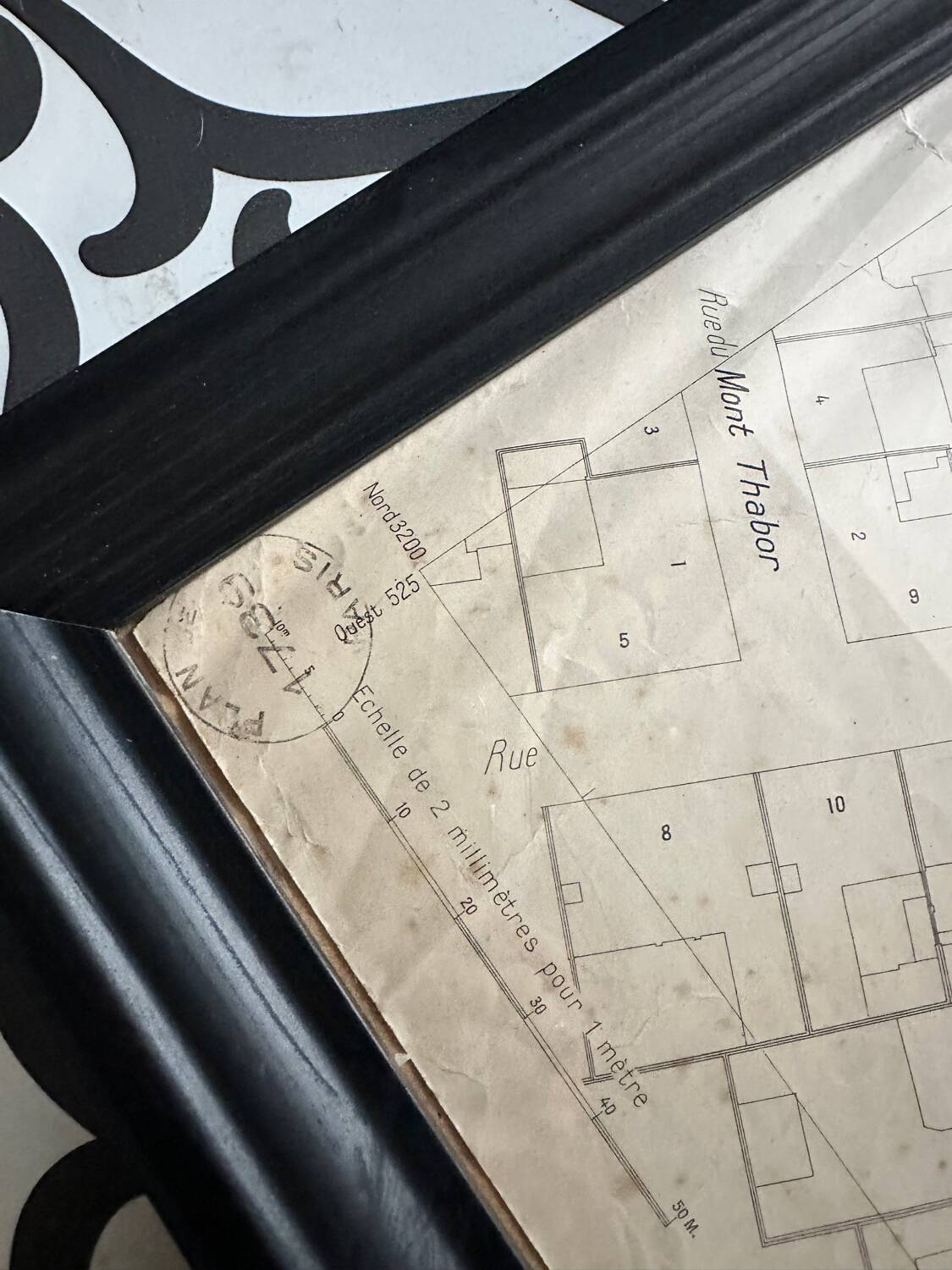 Poster large old map of paris 1739