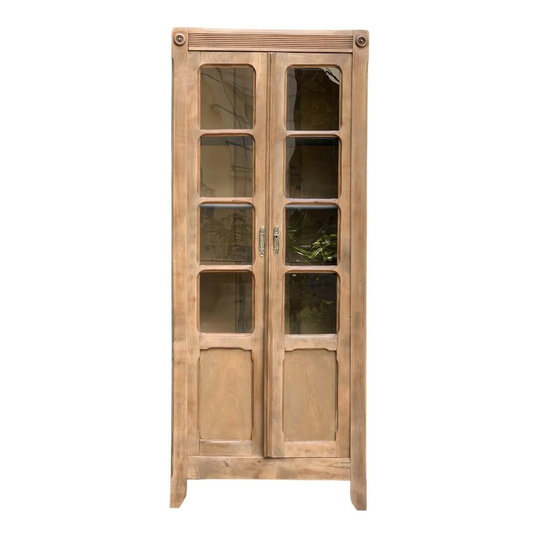 Armoire parisienne vitrée en bois brut, 1940