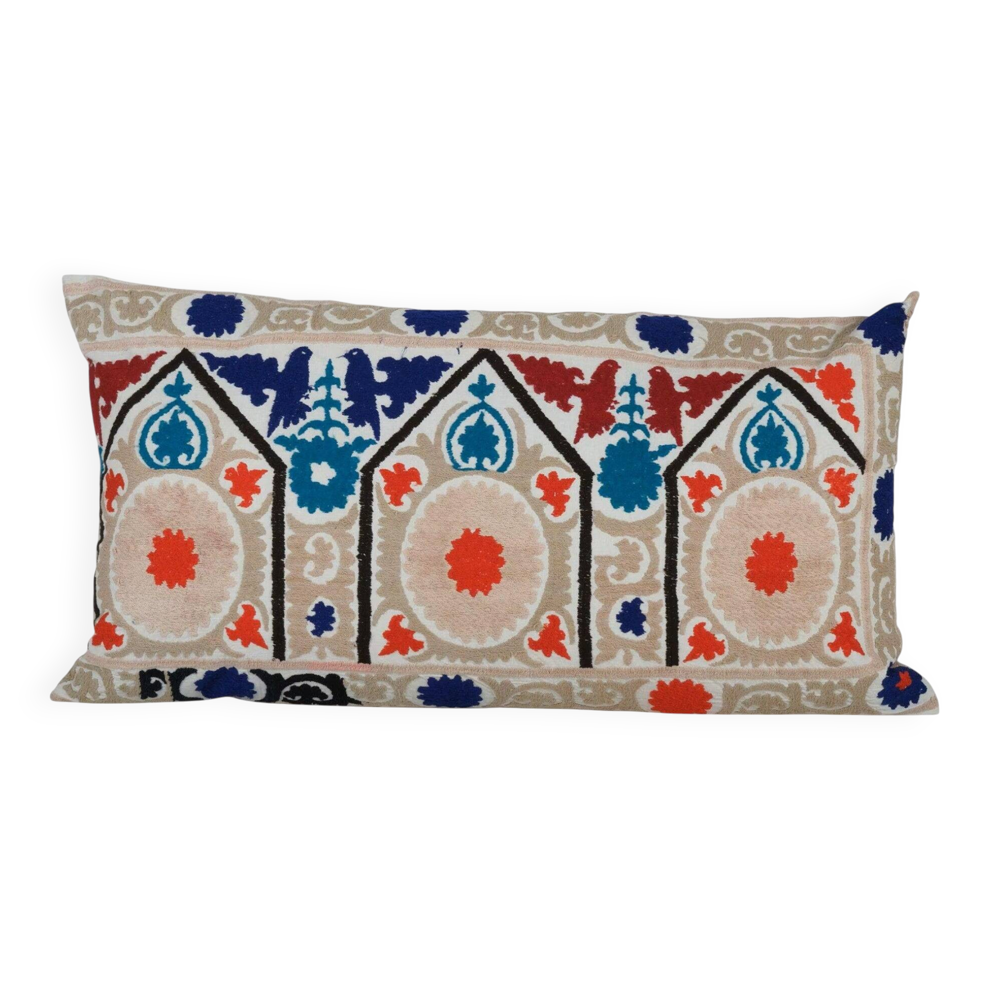 Vintage embroidered cushion cover 61x109 cm