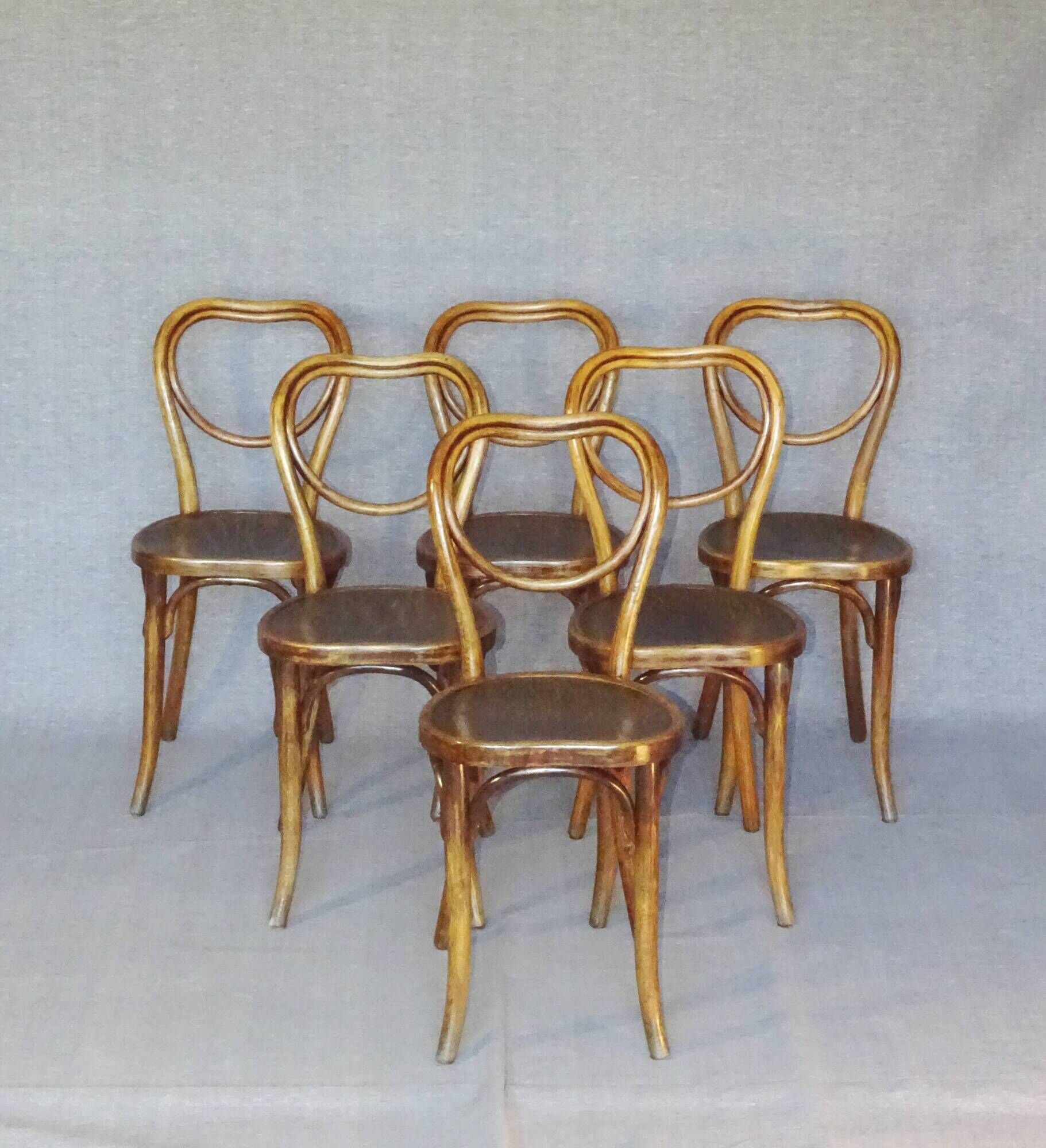 Set of 6 chairs Heart Thonet N°28, wooden seats and arches - 1925 -