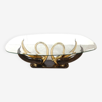 Vintage brass swan coffee table, 1980s
