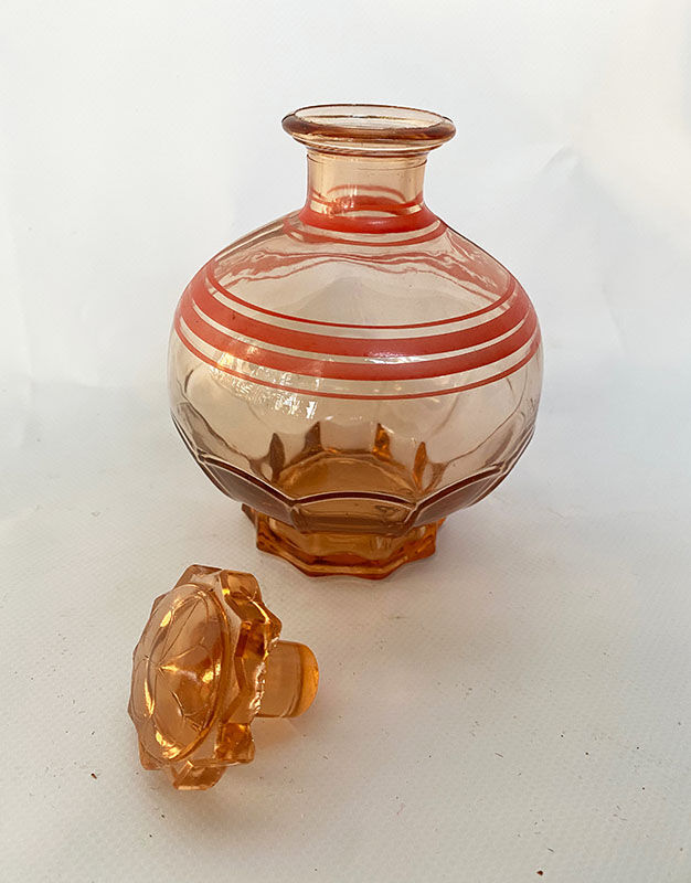 Old pink and red edict carafe