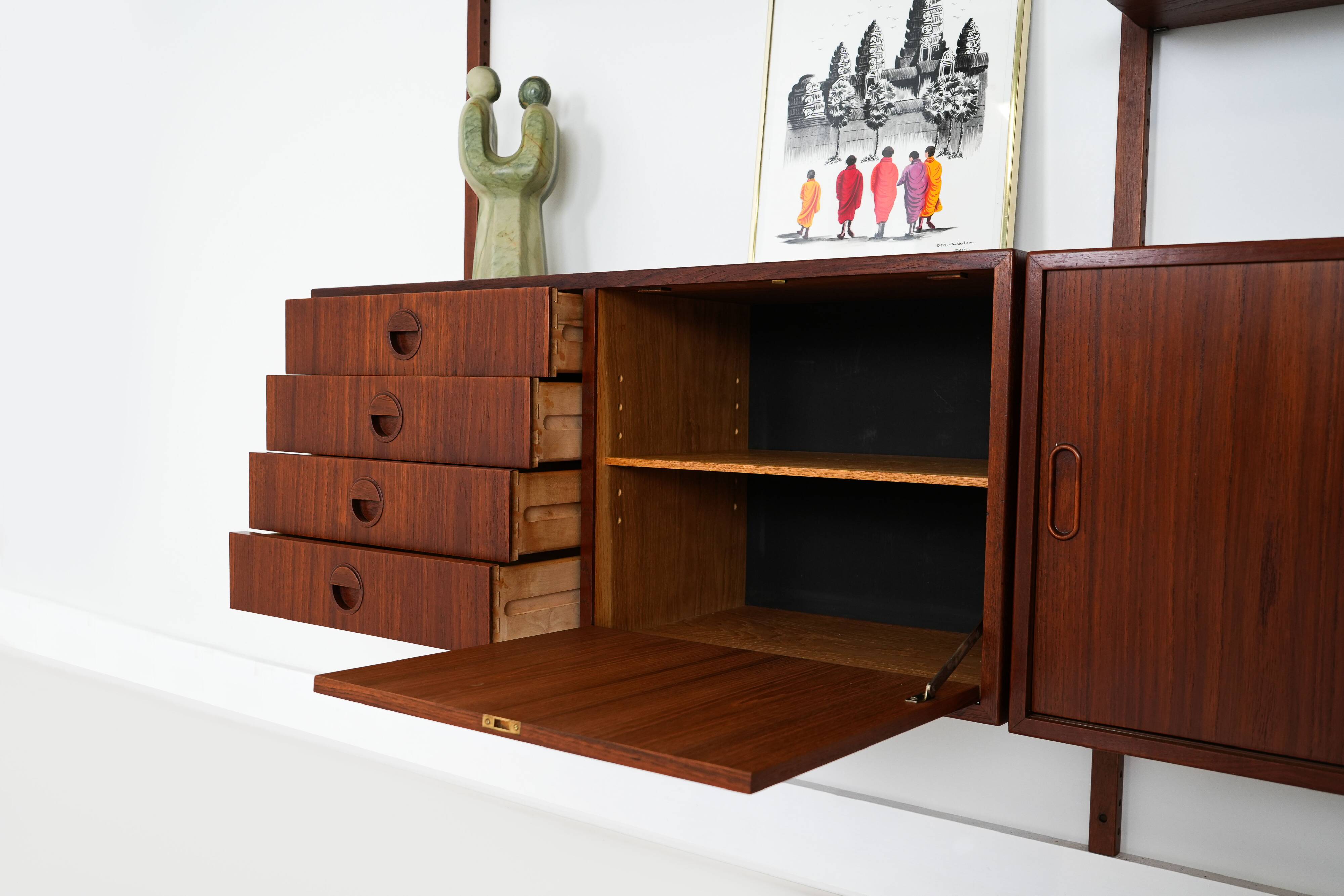Teak system bookcase, Danish design, 1960s, production: Denmark