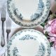 Mismatched antique flat plates made of ironstone accompanied by