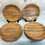 Set of 12 plates decorated with fish by robert picault