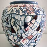 Vase mosaic earthenware ceramics vintage creation