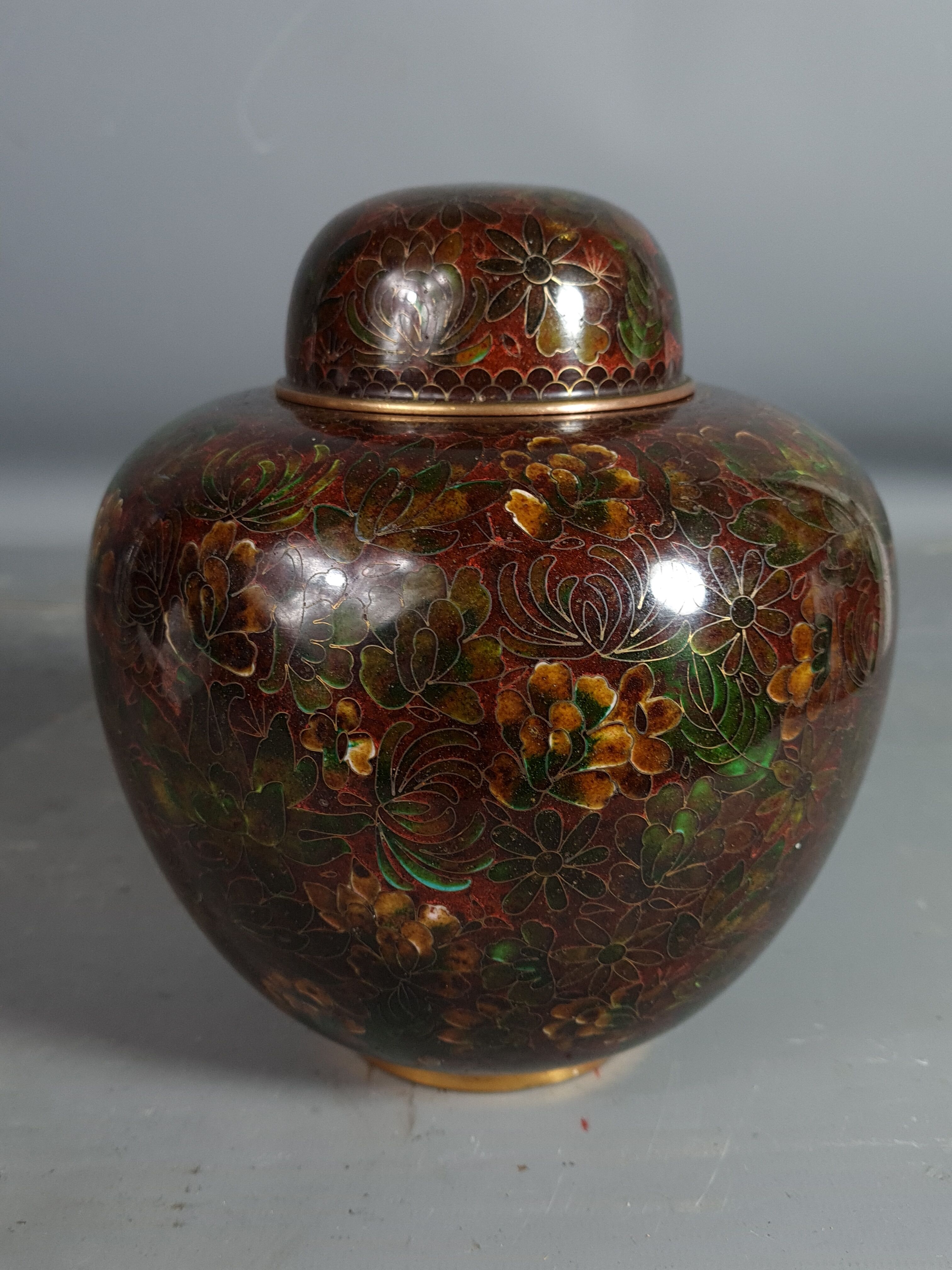 Cloisonne enameled covered pot China Mao tse dong period