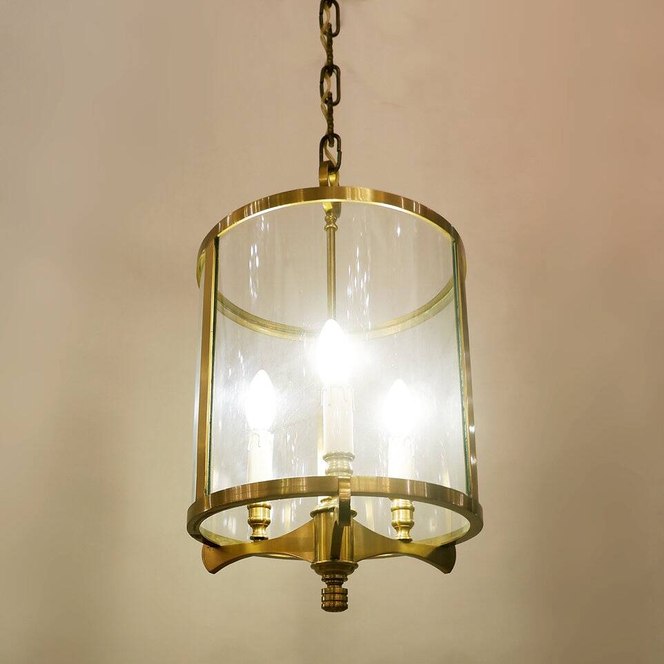 Bronze and Glass Hall lantern with four lights - 20th