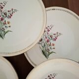 Vintage Floral Pattern Gien Earthenware Dinner Plates