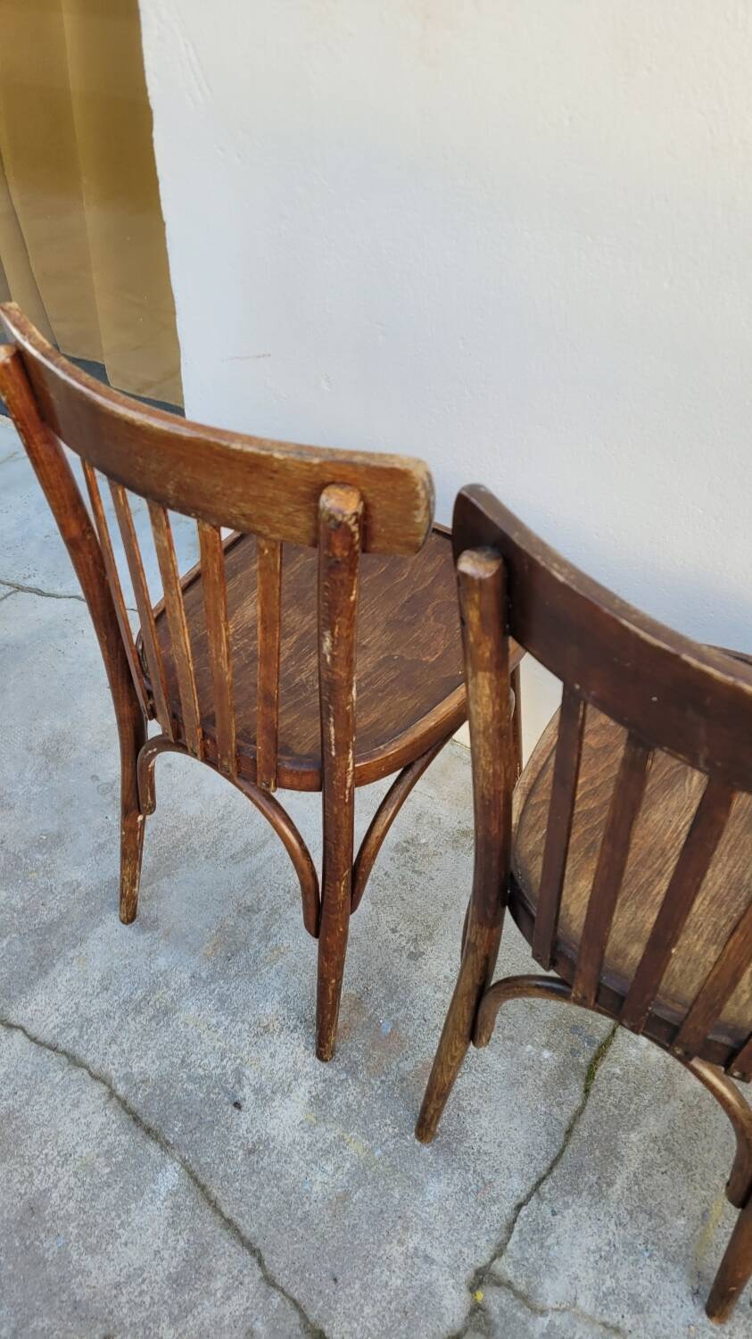 Set of 4 vintage Baumann style bistro restaurant chairs 1950s